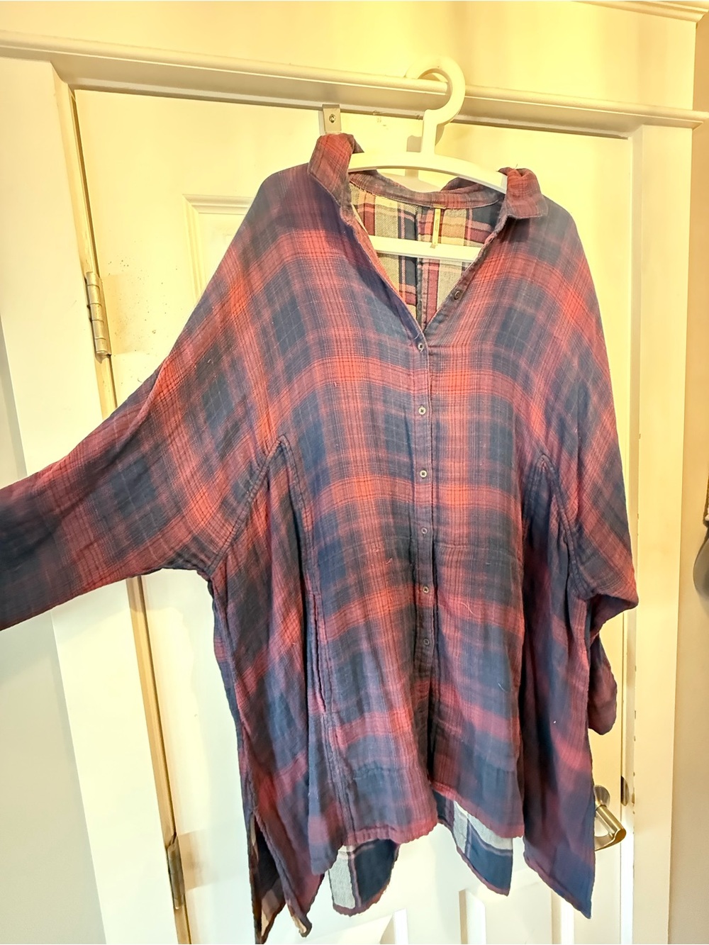 Free People Oversized Plaid Button-Front flannel